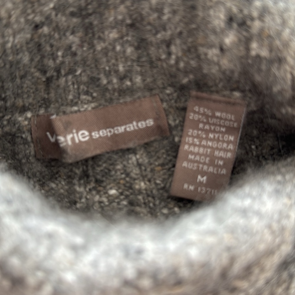 Valerie Stevens Separates Wool/Angora Button Turtleneck Gray Sweater WMs S/M EUC - Picture 5 of 9